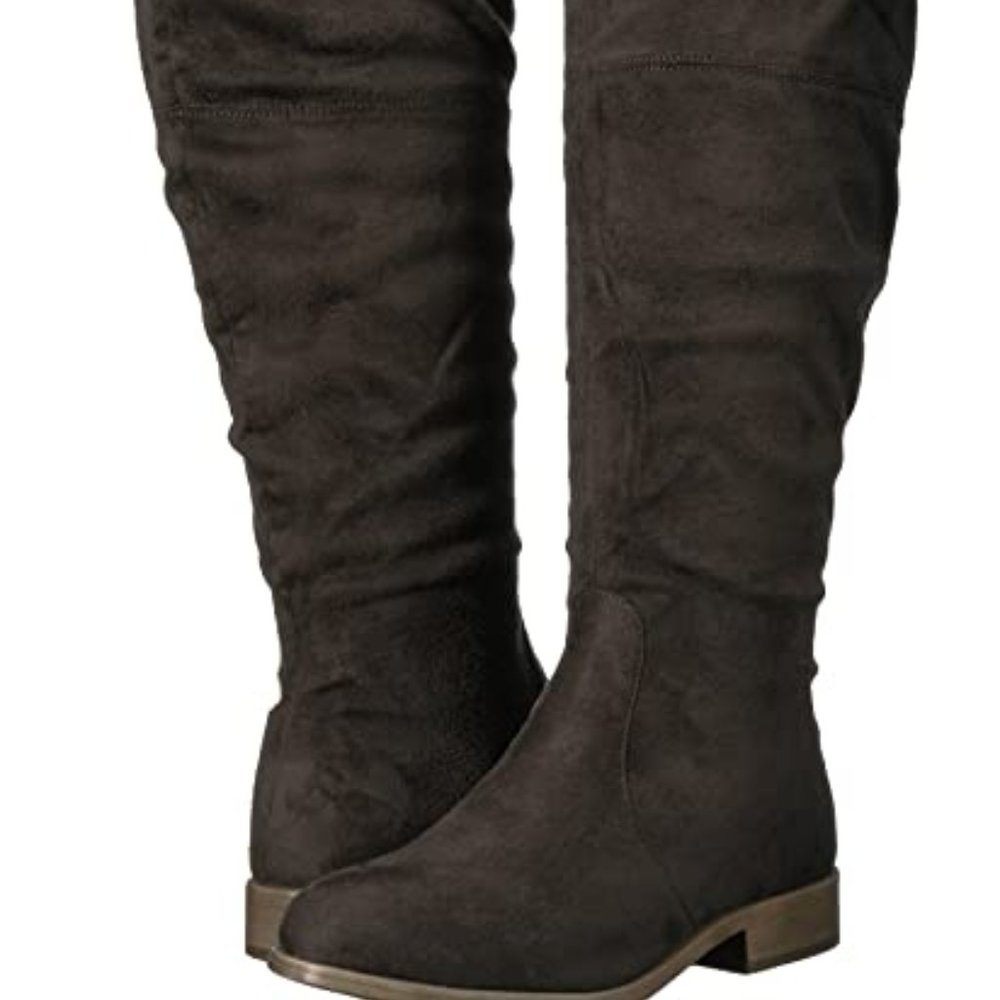 Brinley Co. Womens Regular and Wide Calf Faux Suede Over-the-knee Boot 8.5